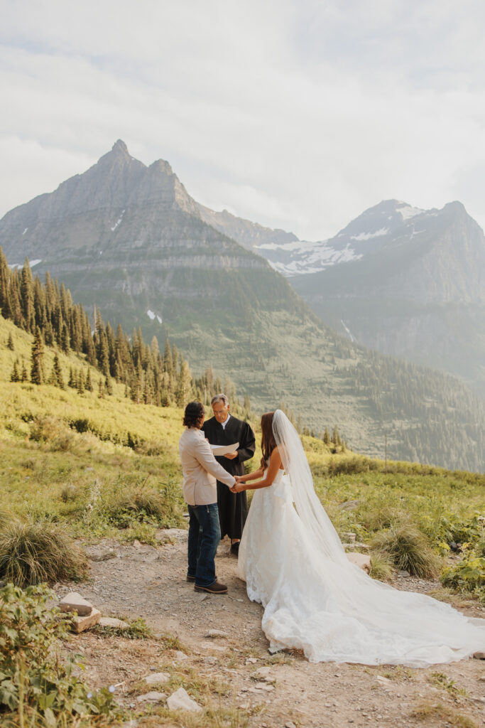 lake county justice of the peace marrying couple in glacier park